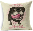 Square Linen Pug French Bulldog Pillow Cover by Axyaa