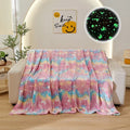 Axyaa Luminous Rainbow Unicorn Pegasus Star Flannel Blanket - Machine Washable Printing and Dyeing Blanket