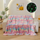 Axyaa Luminous Rainbow Unicorn Pegasus Star Flannel Blanket - Machine Washable Printing and Dyeing Blanket