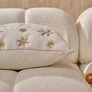 Axyaa Snowflake Sequined Embroidered Christmas Pillowcase in Red White