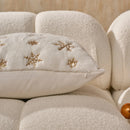 Axyaa Plush Snowflake Pillowcase with Golden Sequins, Christmas Decorative Cushion Cover