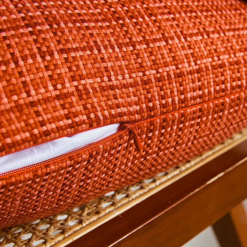 Orange Waterproof Cotton Linen Pillow Cover for Home Sofa Decor by Axyaa