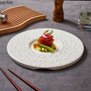 Axyaa White Pearl Dot Ceramic Round Flat Plate - Creative Molecular Cooking Tableware