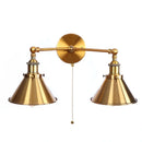 Axyaa Industrial Vintage LED Wall Light - 2 Heads Gold Loft Iron Lamparas De Pared