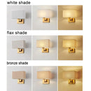 Axyaa Black/Bronze Wall Sconces with White/Yellow Fabric Shade and USB Switch