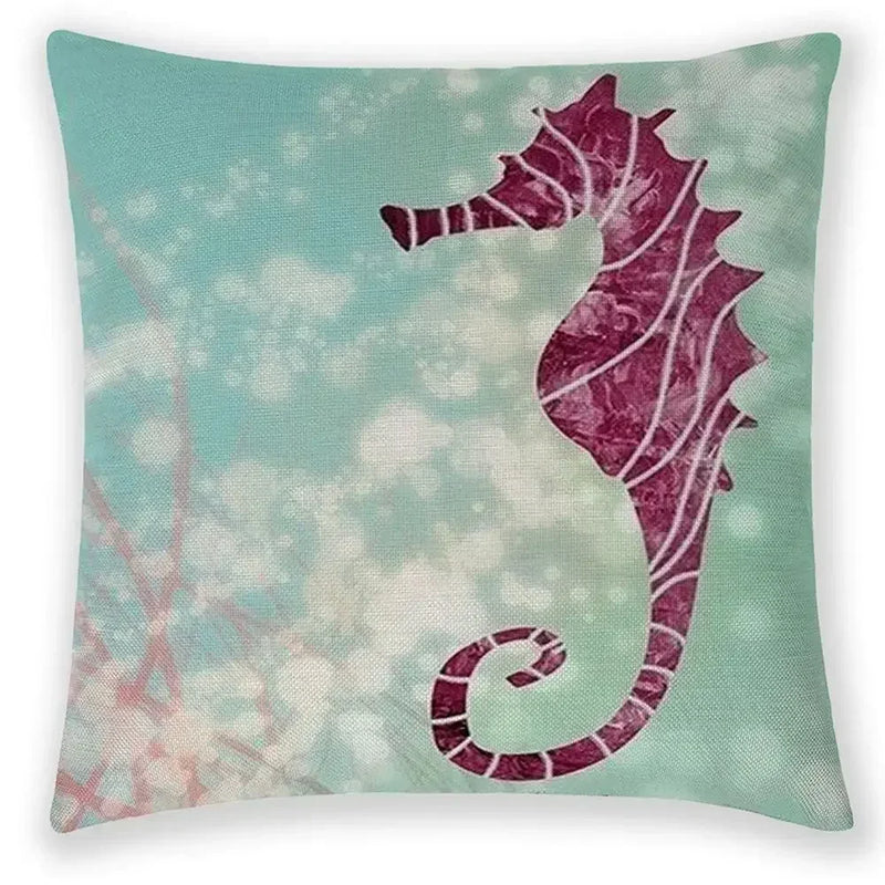 Axyaa Sea Animal Linen Pillow Case 45*45cm Home Decoration