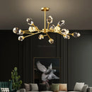 Axyaa Gold Black Crystal Chandelier LED Light for Luxury Home Decor