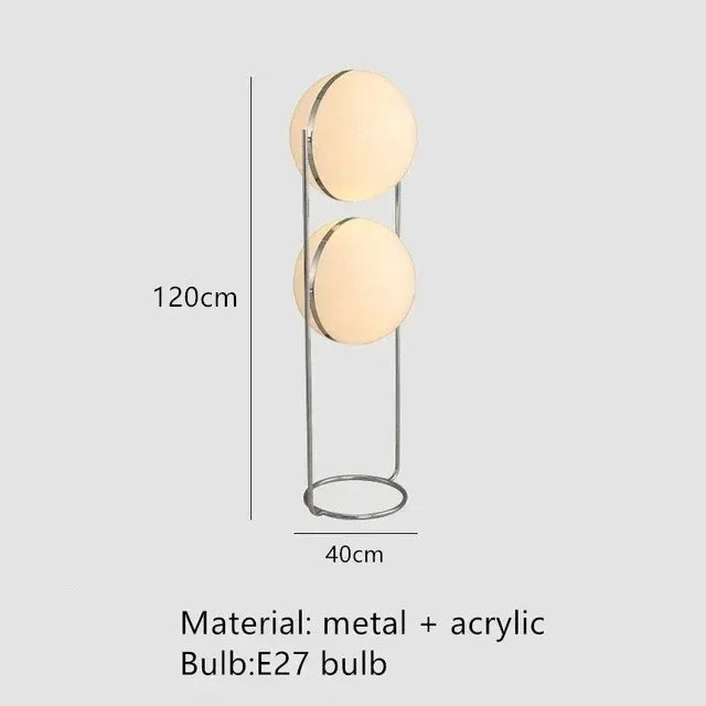 Axyaa Chrome Metal White Acrylic Ball Floor Lamp