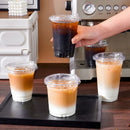 Axyaa 16oz Clear Plastic Coffee Cups with Straight Covers, 20pcs Smoothie Cups
