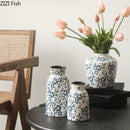 Axyaa Blue White Ceramic Vase Flower Arrangement Desktop Decorative Hydroponic Dried Flower Glass Vase