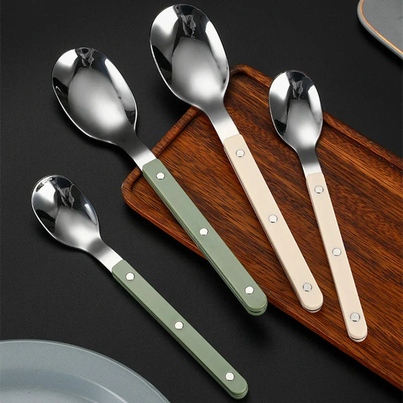 Axyaa Stainless Steel Cutlery Set with ABS Handle - 5pcs Flatware Set