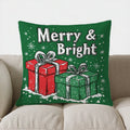 Axyaa Christmas Gift Pillow Cover - Merry & Bright Pattern for Sofa, Bedroom, Car