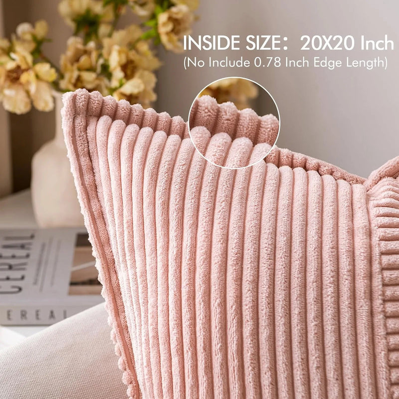 Axyaa Soft Plush Velvet Corduroy Pillowcase for Living Room & Bedroom, 45x45CM