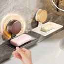 Axyaa Wall-Mounted Suction Soap Holder with Drain for Bathroom Organization