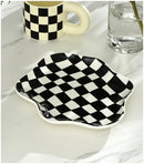 Axyaa Checkerboard Ceramic Plate for Stylish Jewelry & Desserts