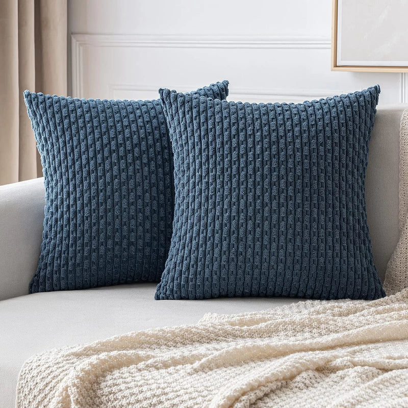 Axyaa 18x18 Corduroy Throw Pillows for Sofa, Bed & Living Room