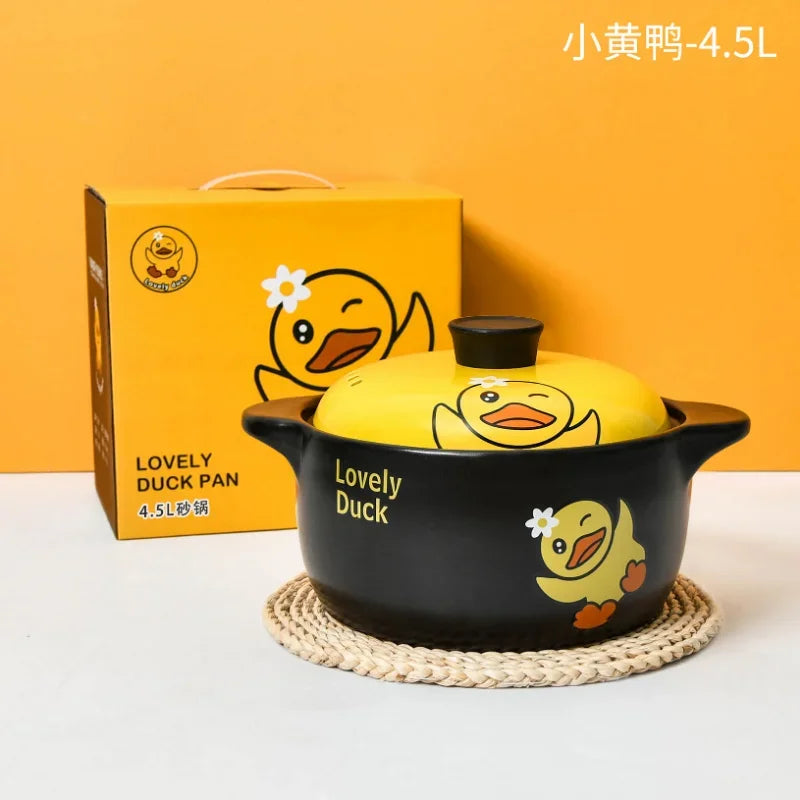 Axya Cartoon Yellow Duck Ceramic Casserole Soup Stew Pan Open Flame Cooker