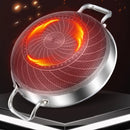 Axyaa 32cm Stainless Steel Non Stick Wok Pan Durable Induction Gas Stove Pot