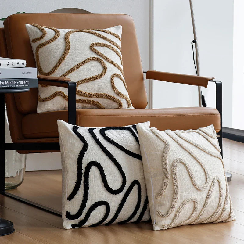 Tufted Chenille Pillow Cover 45x45cm for Living Room Sofa - Axyaa