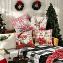 Axyaa Christmas Decor Pillowcase: Santa, Deer, Candle Print Sofa Cushion Cover