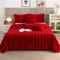 Luxurious Toscana Rabbit Fur Blanket by Axyaa: Soft Double-sided Bubble Fleece Blanket