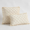 Axyaa Velvet Yellow Lumbar Pillow Cover with Pompoms & Tassels