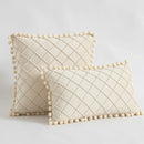 Axyaa Velvet Yellow Lumbar Pillow Cover with Pompoms & Tassels