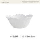 Axyaa Pure White Ceramic Cabbage Relief Bowl for Fruits and Salad