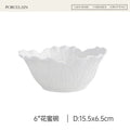 Axyaa Ceramic Cabbage Relief Deep Bowl - White Tableware for Fruit & Salad