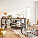 Axyaa Industrial 4 Tier Wood Sofa Table, 70.9" Long Narrow Entryway Accent Shelf