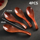 Axyaa Solid Wood Short Dinner Spoons Set - Handmade Japanese Wooden Tableware