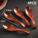 Axyaa Solid Wood Dinner Spoons Set of 6 ‑ Handmade Japanese Wooden Tableware