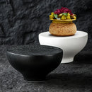 Axyaa Stone Pattern Ceramic High Footed Plate Black White Creative Tableware