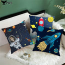 Cartoon Spacecraft Astronaut Rocket Pillowcase for Home Decor - Axyaa