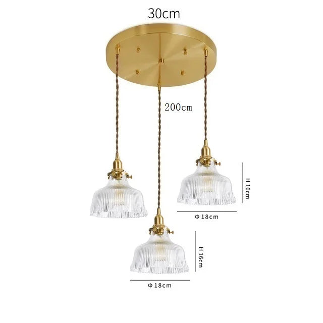 Axyaa Clear Glass LED Pendant Light: Nordic Style Copper Hanging Lamp