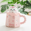 Axyaa Cartoon Ceramic Mug with Lid, Spoon - Creative 400ML Coffee Tea Cup