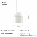 Axyaa White Glass Pendant Light: Modern Minimalist Hanging Ceiling Lighting