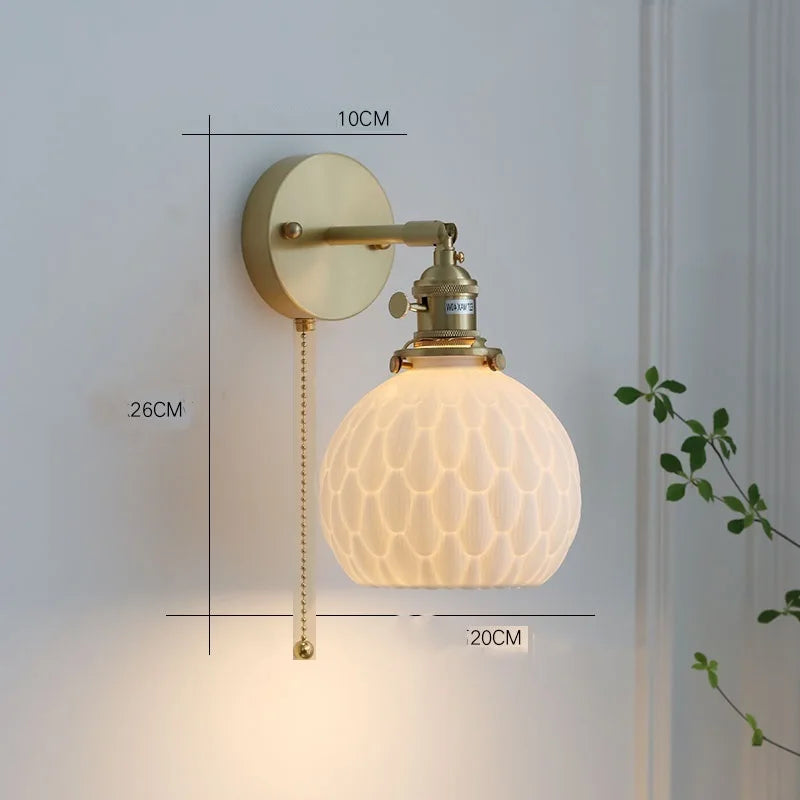Axyaa Ceramic LED Pendant Light - Modern Copper Hanging Lamp