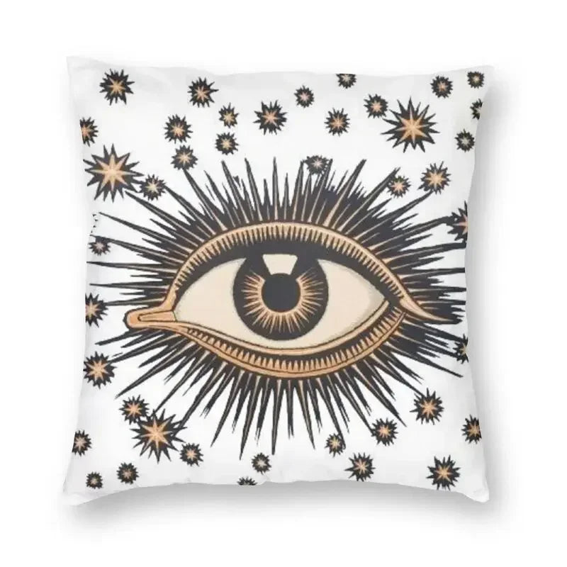 Evil Eye Black Art Cushion Cover Mystery Spirit Pillowcase by Axyaa
