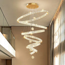Axyaa Crystal Chandelier Stair Pendant Lamp Living Room Pendant Lights Interior Lighting