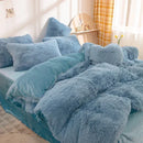 Axyaa Plush Pink Mink Velvet Queen Bedding Set with Sheets