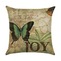 Axyaa Linen Butterfly Flower Sofa Cushion Cover 45*45 - Home Decor Printed Pillow Case