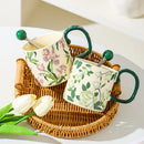 Ceramic Iris Water Bottle Camellia Cup Set - Axyaa Luxe Collection