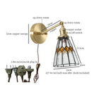 Axyaa Tiffany Glass LED Wall Lamp Pull Chain Switch Vintage Copper Wall Lights