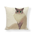 Axyaa Striped Cat Print Pillowcase for Living Room Sofa Office Chair