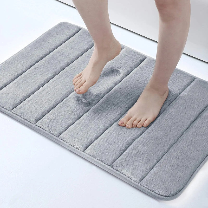 Luxury Memory Foam Bath Mat by Axyaa: Super Absorbent, Soft Coral Velvet, Non-Slip Rug