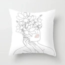Minimalist White Pillow Cover - Axyaa Portrait Sketch Nordic Cushion