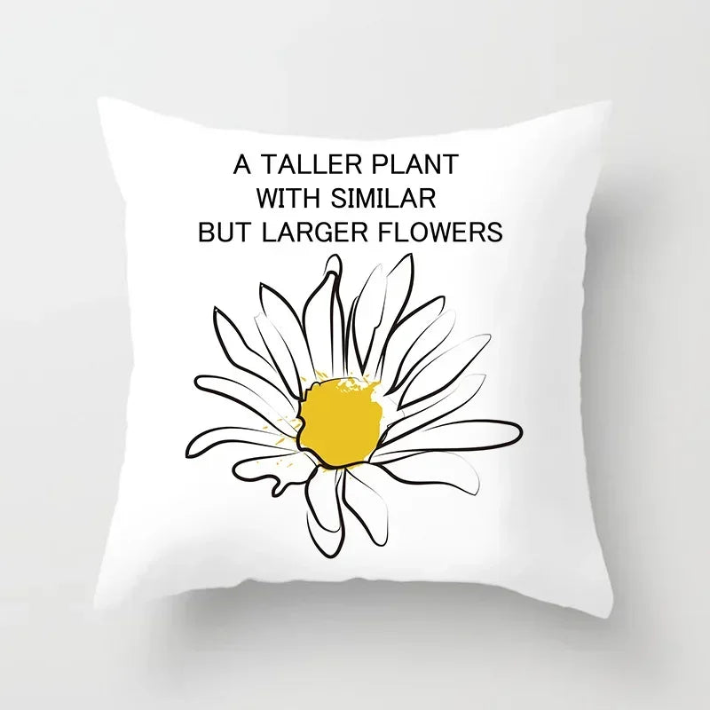 Nordic Daisy Print Pillow Cover by Axyaa - Modern Floral Cushion for Living Room