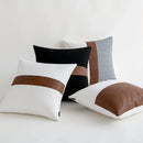 Axyaa PU Leather Patch Cushion Cover Simple Modern Home Decor Smooth Sofa Bed Pillow Cover
