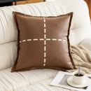 Axyaa Faux Leather Cushion Cover in Stylish Brown Ivory for Home Decor - 45x45cm